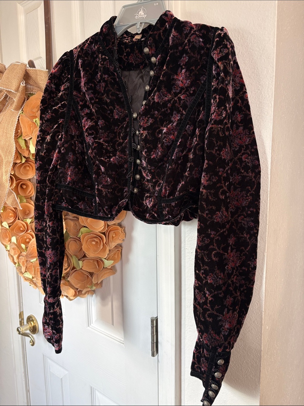 Free people Tripoli velvet button up crop jacket